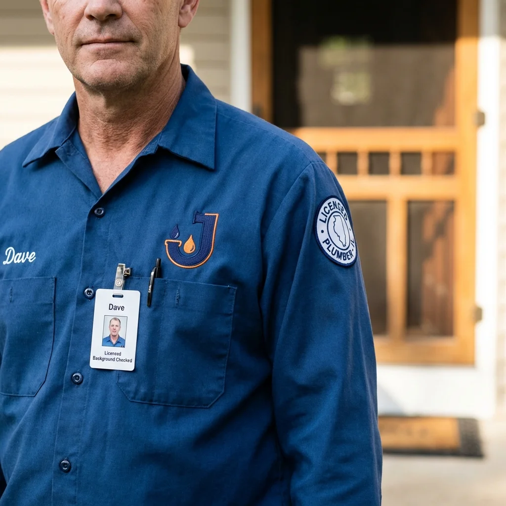 Licensed plumber showing ID badge in Seymour, WI