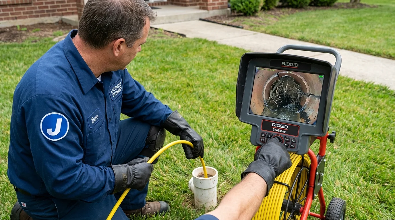 Sewer camera inspection being performed by Johns Plumbing LLC in Seymour